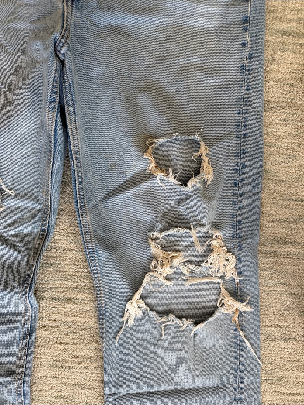 Zara Light Blue Distressed Wide-Leg Jeans - Picture 4 of 9